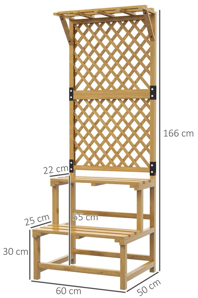 Suporte para Plantas de Madeira com Treliça Suporte para Vasos de 2 Ní