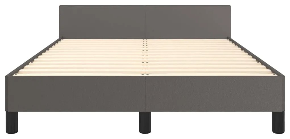 Estrutura cama c/ cabeceira 120x200cm couro artificial cinzento