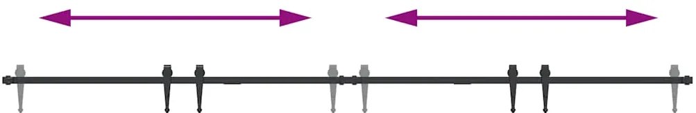 Kit para armário deslizante aço carbono 244 cm