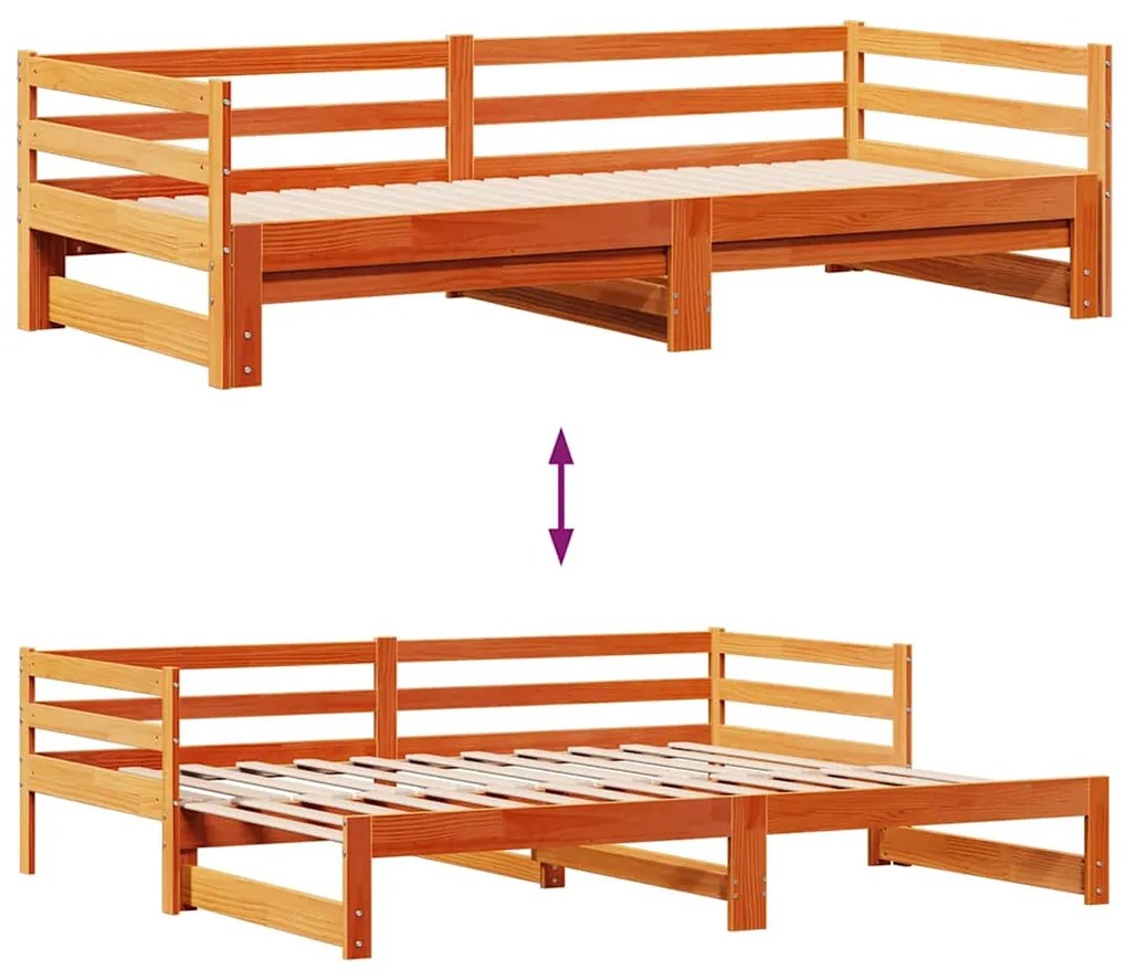 Sofá-cama com gavetão e gavetas 90x200 cm madeira de pinho