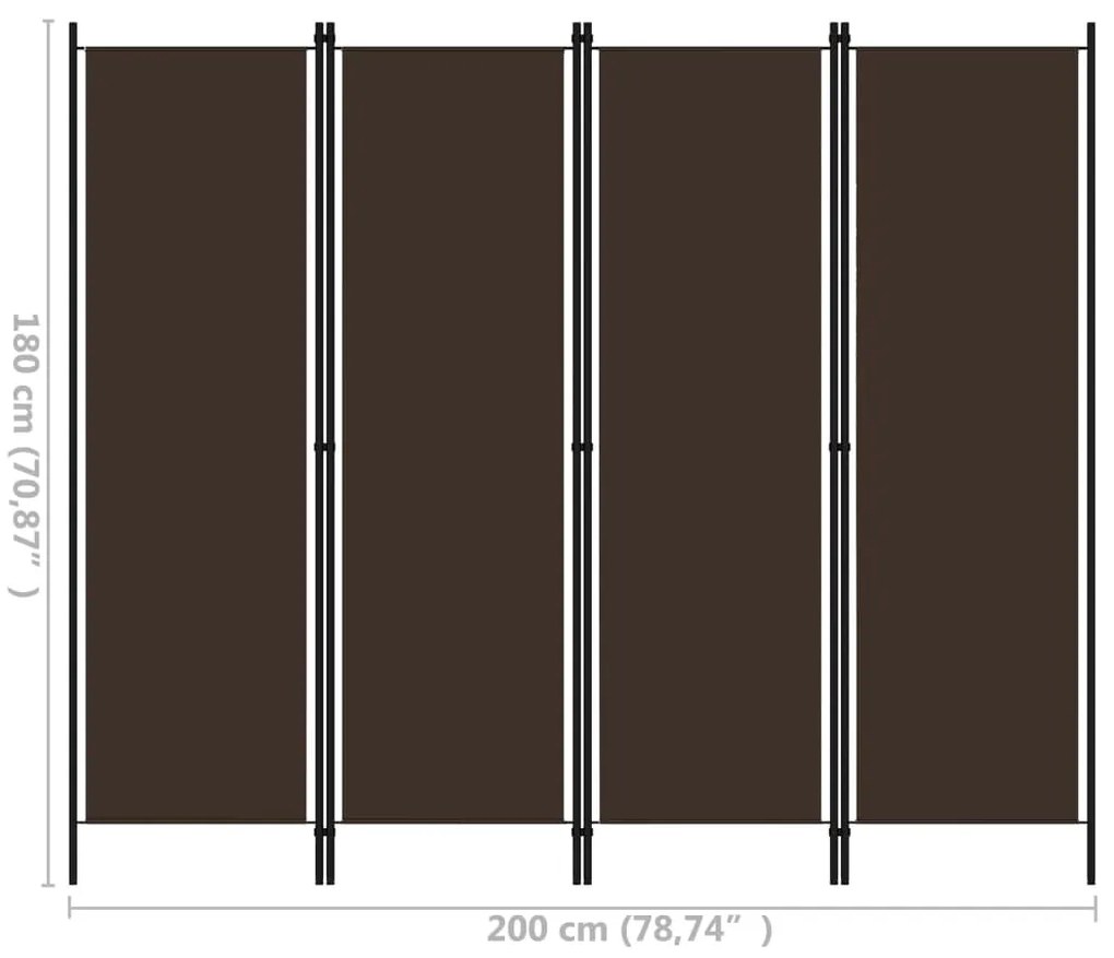 Divisória de quarto com 4 painéis 200x180 cm castanho