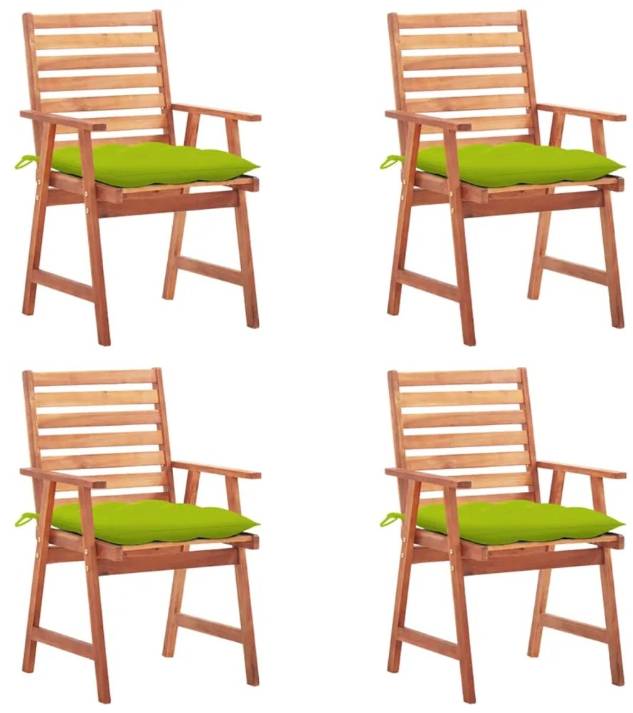vidaXL Cadeiras de jantar p/ jardim 4 pcs c/ almofadões acácia maciça