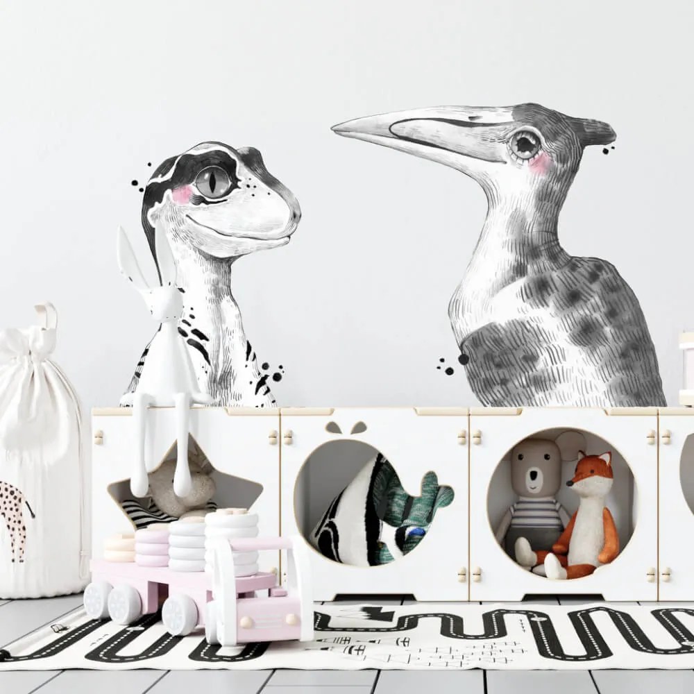 Autocolantes de parede para meninos - Velociraptor e Pterodáctilo