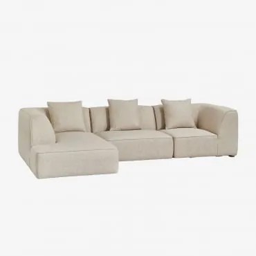 Sofá Modular Chaise Longue Esquerdo De 3 Peças Estofado Cardea Bouclé Bege Creme - Sklum