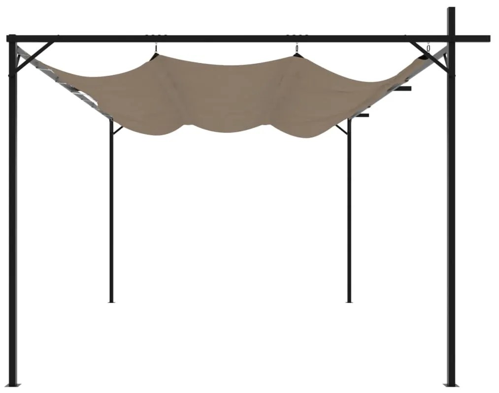 Pérgola com toldo retrátil 395x292x230 cm cor cinza-acastanhado