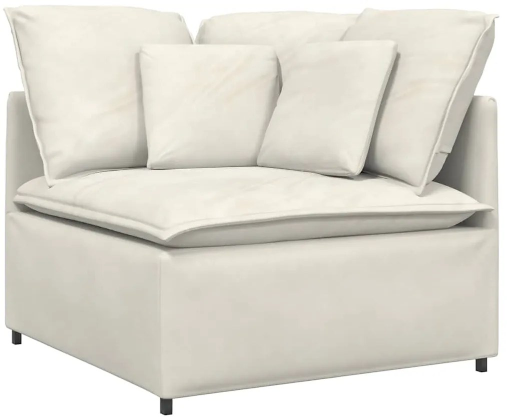 Sofá modular com almofadas veludo creme