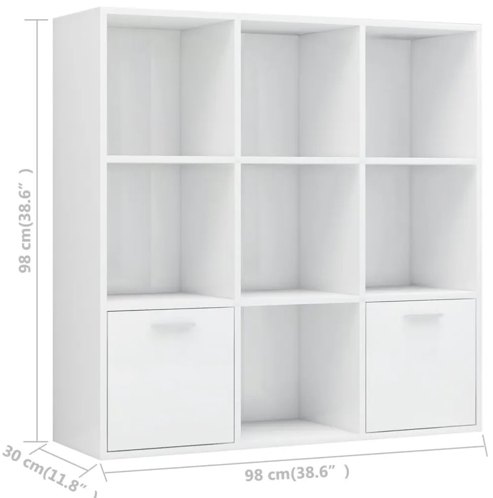 Estante 98x30x98 cm derivados de madeira branco brilhante