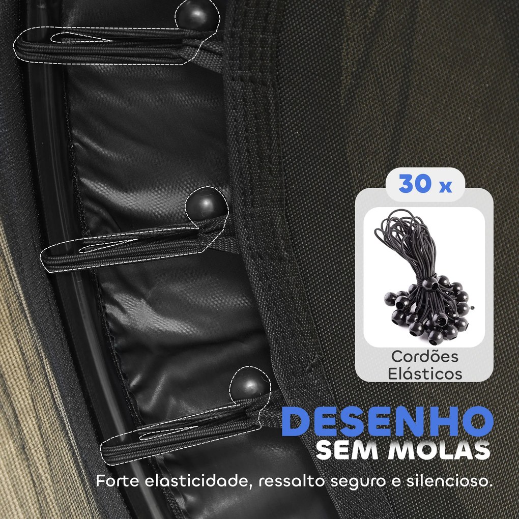 Trampolim para Crianças com Rede de Segurança e Estrutura de Aço para Interiores e Exteriores Carga 50kg Ø140x190 cm Preto