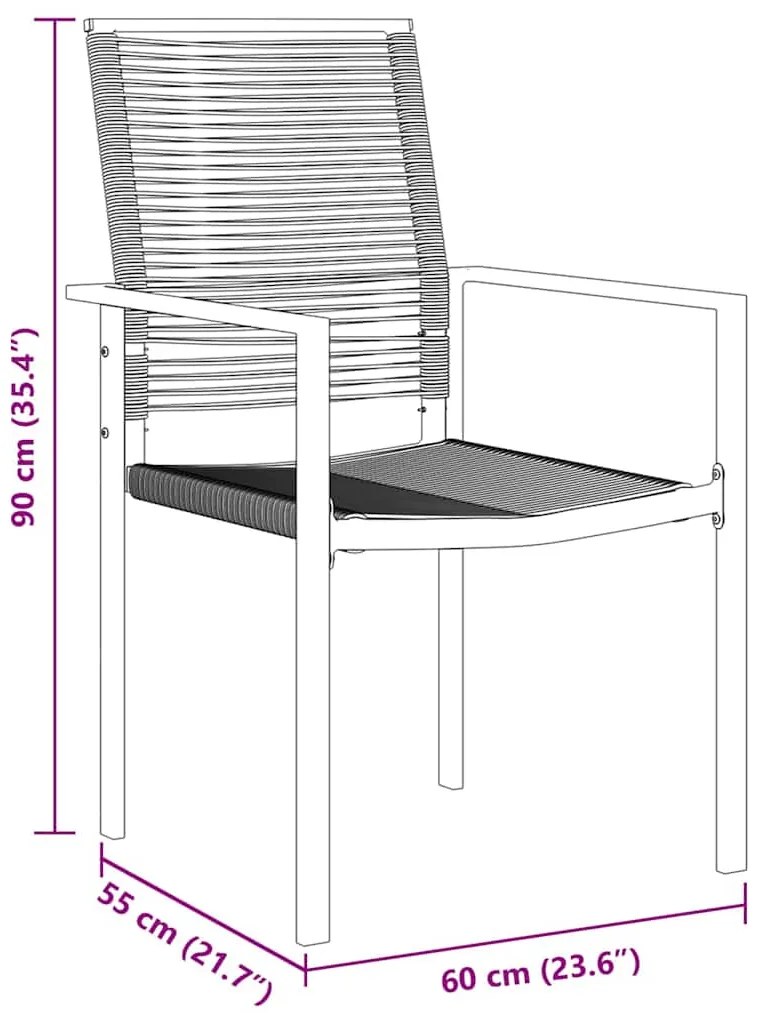 Conjunto de jantar de jardim com 5 peças em PVC rattan preto