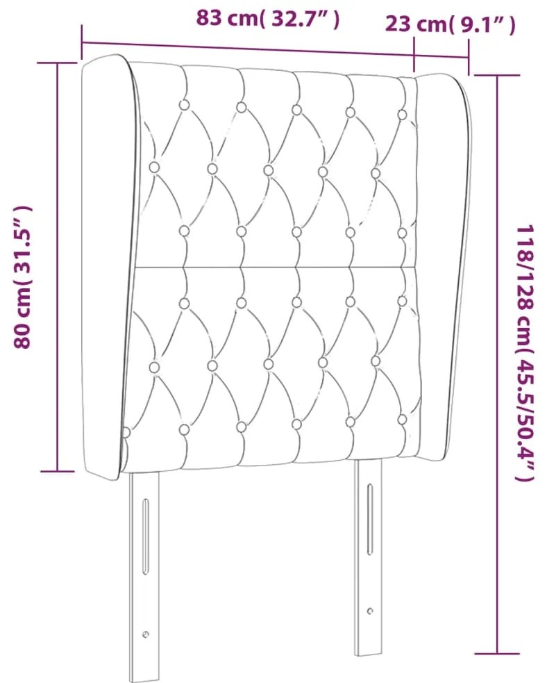 Cabeceira de cama c/ abas veludo 83x23x118/128cm cinzento-claro
