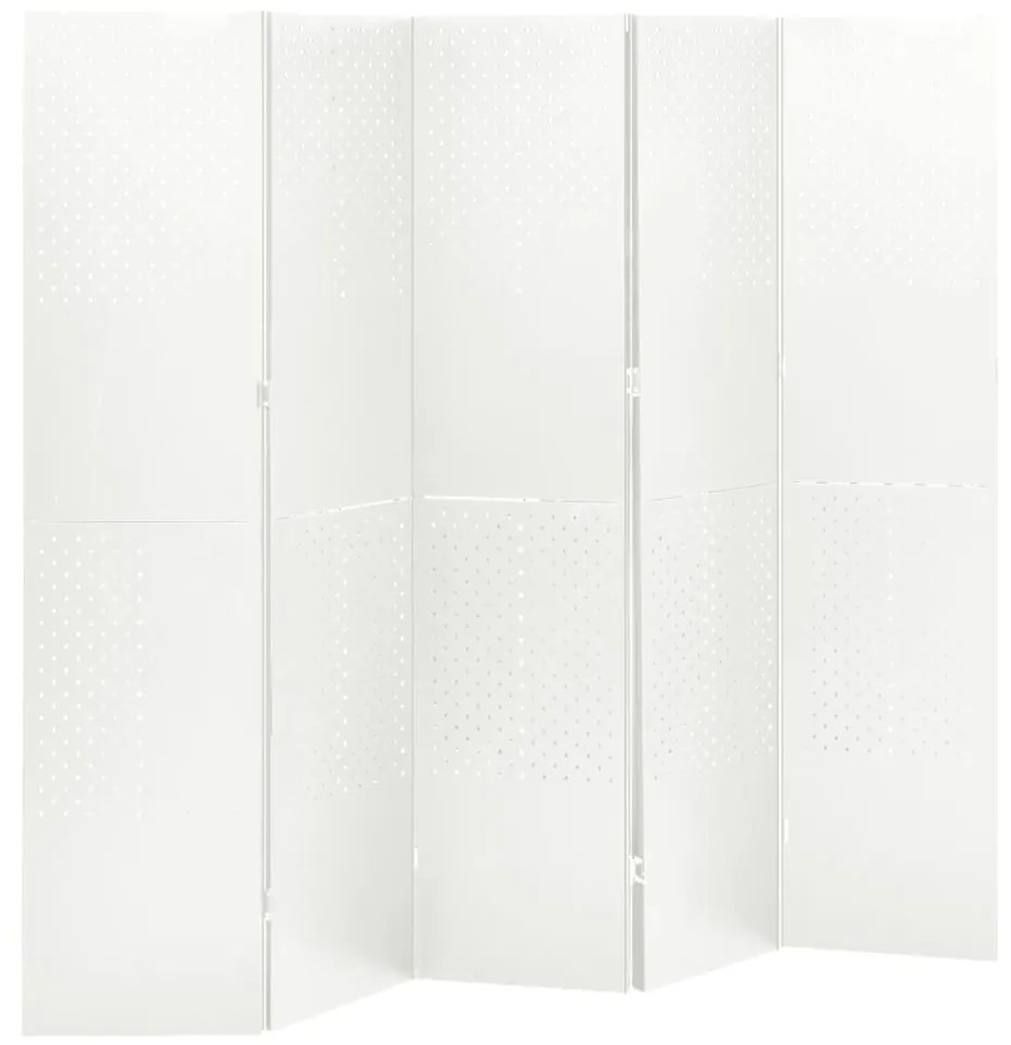 vidaXL Divisória de quarto com 5 painéis aço 200x180 cm branco