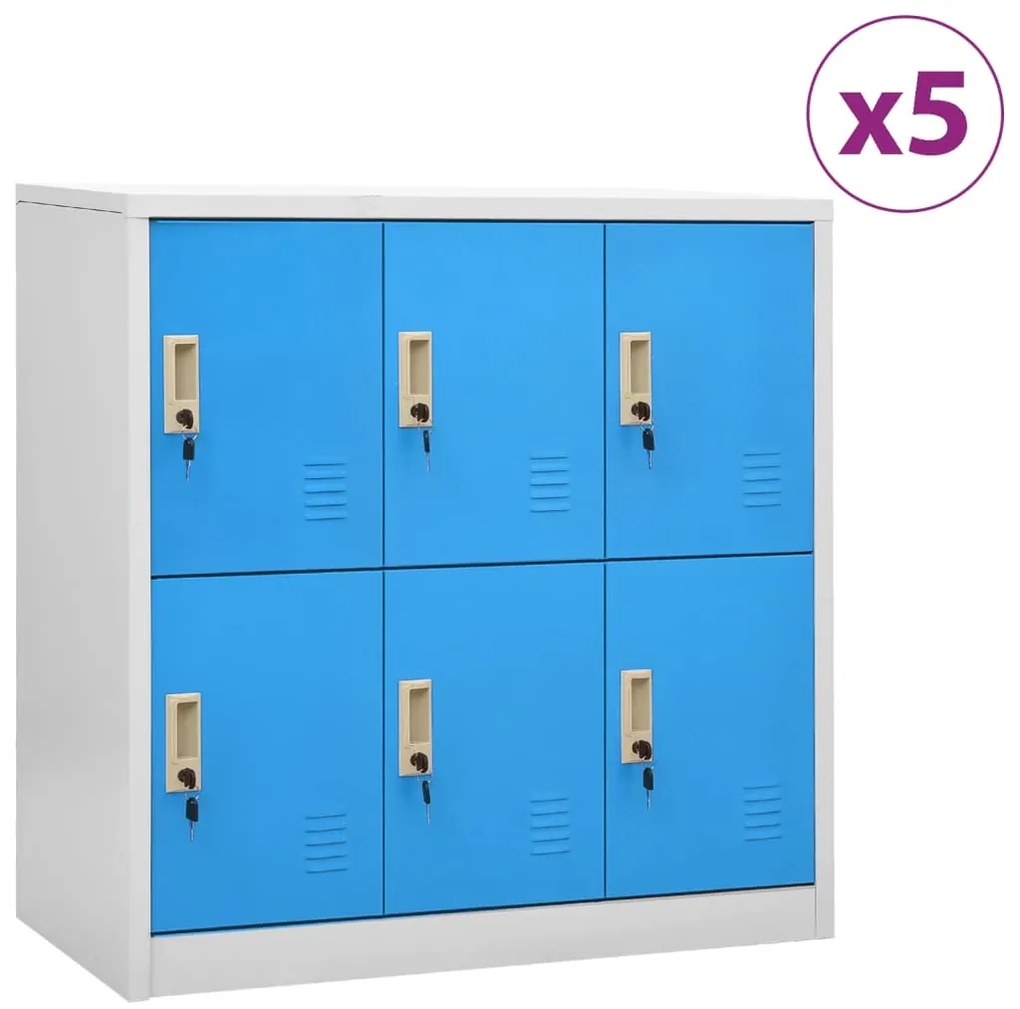 Cacifos 5 pcs 90x45x92,5 cm aço cinzento-claro e azul