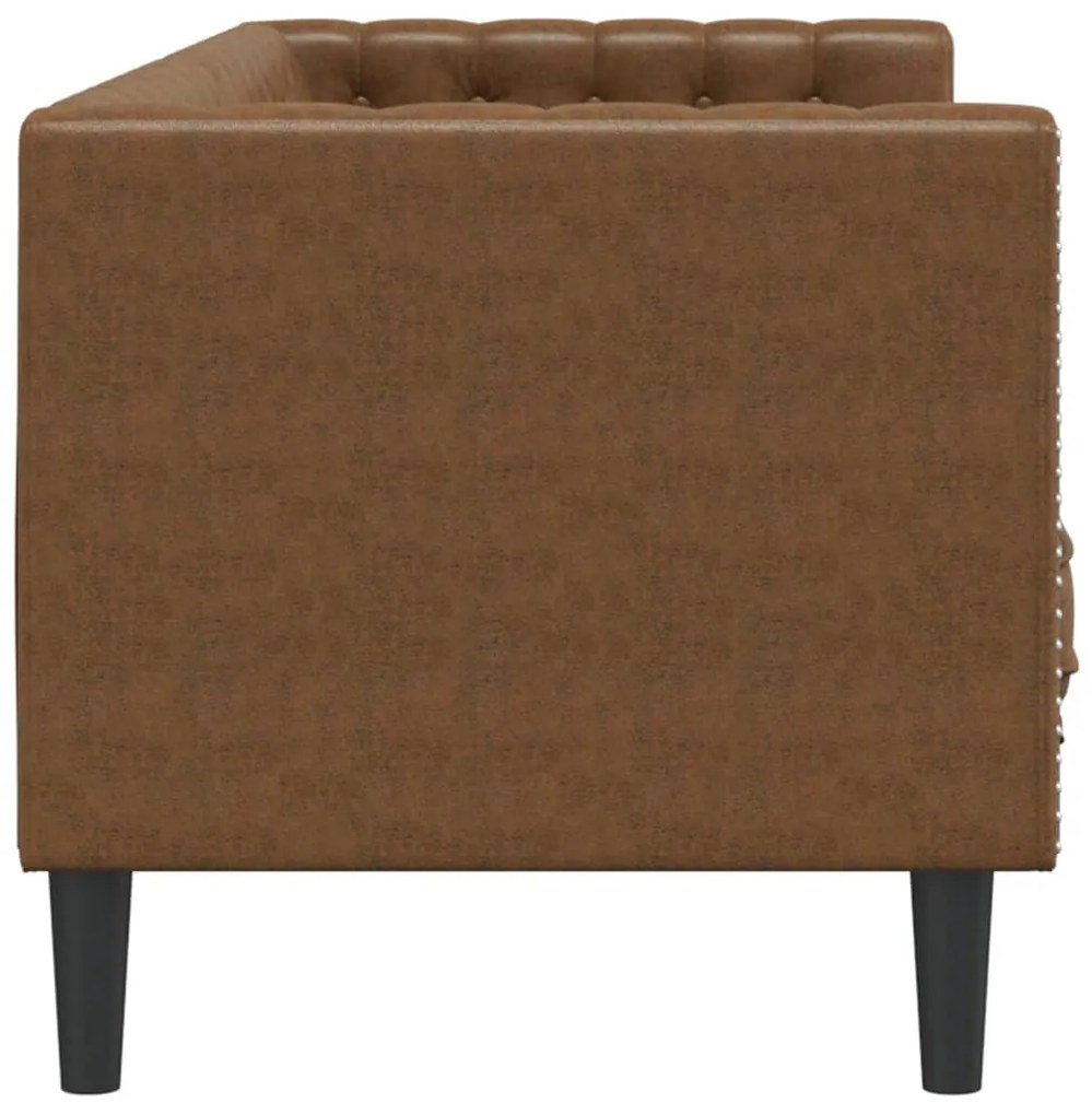Sofá chesterfield com rolos 3 lugares camurça artif. castanho