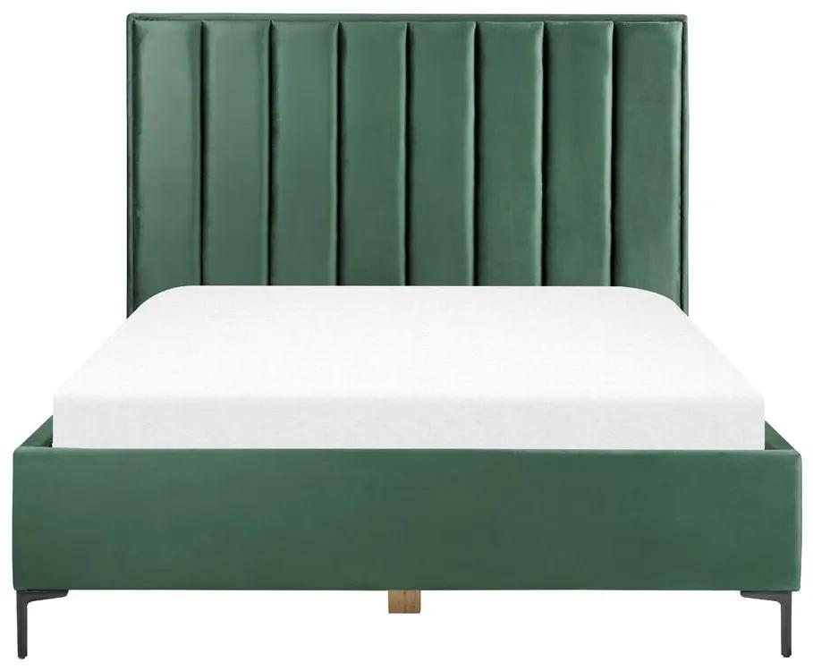Conjunto de quarto em veludo verde escuro 160 x 200 cm SEZANNE Beliani