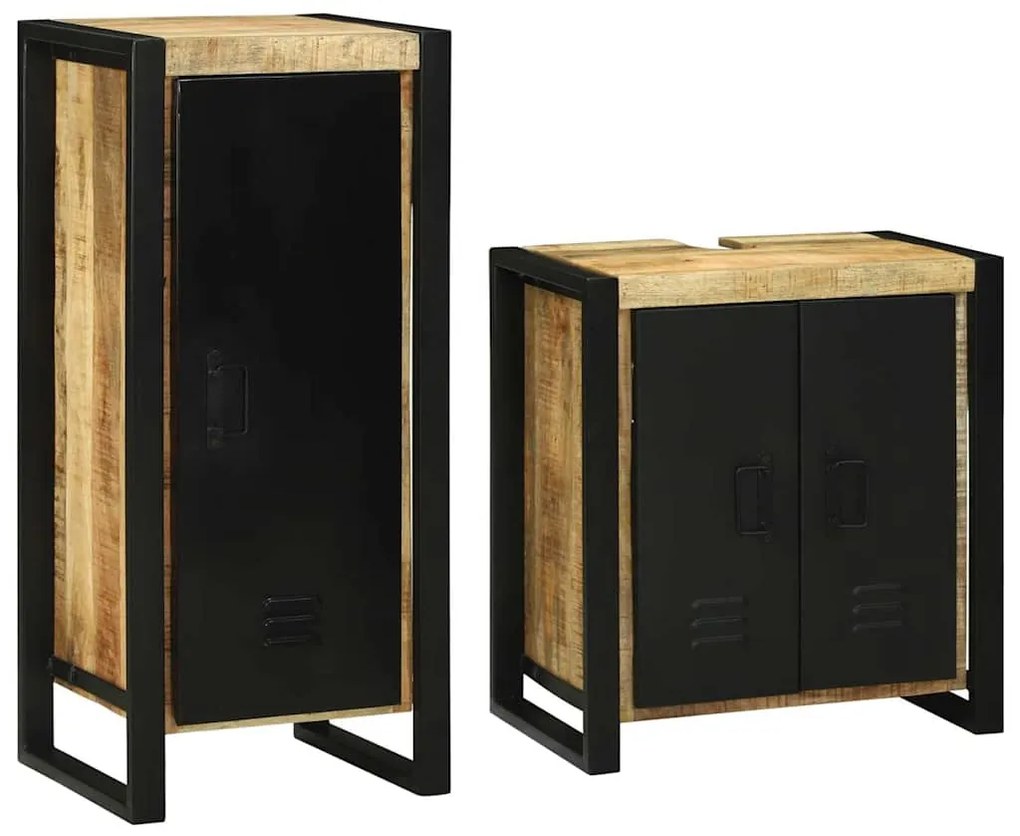 vidaXL Conjunto de Móveis para Banheiro com prateleira com porta 2 pcs