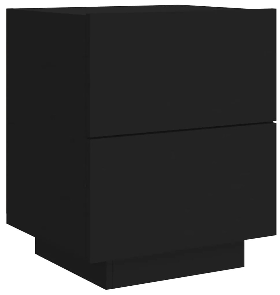 Mesa de cabeceira com luzes LED derivados de madeira preto
