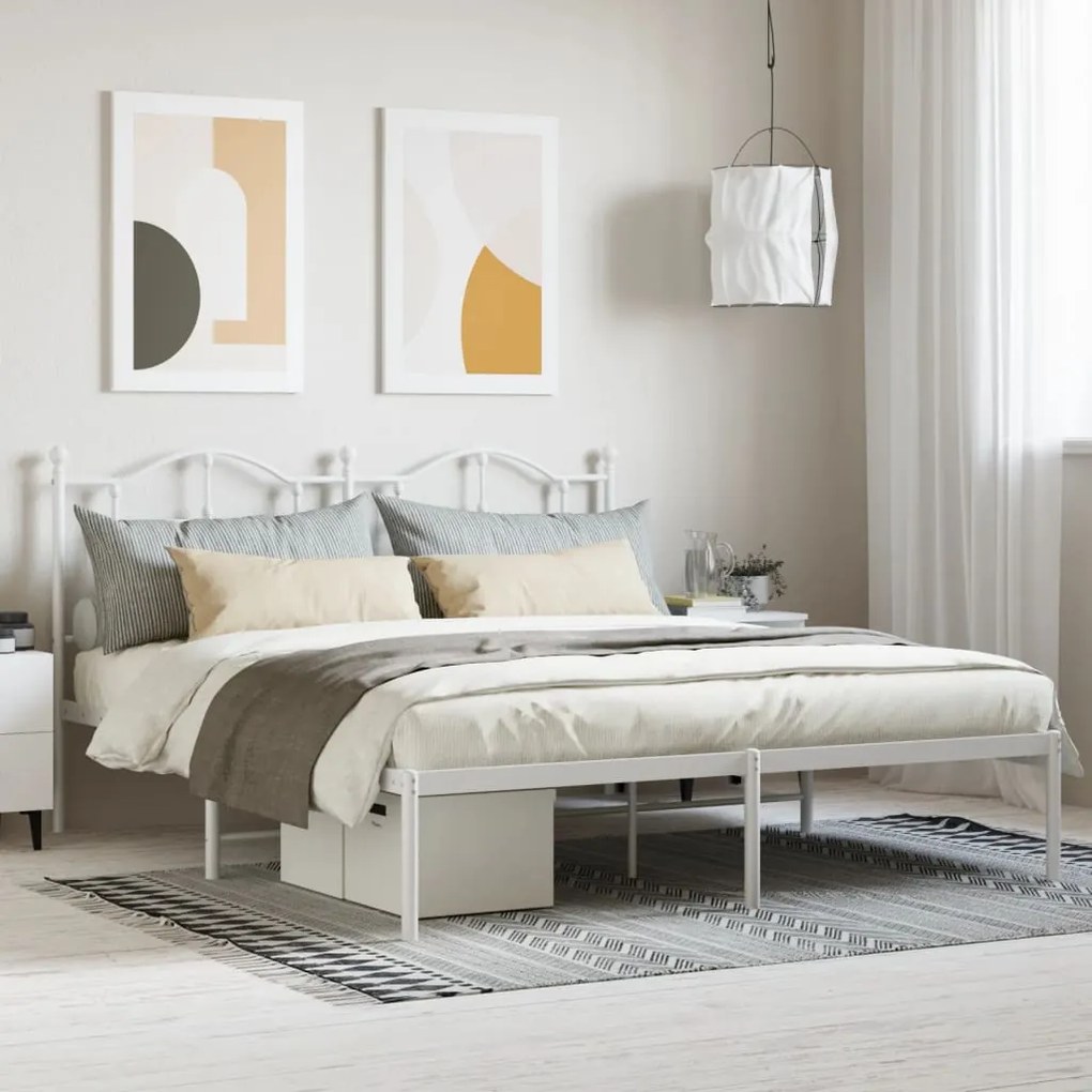 Estrutura de cama com cabeceira 180x200 cm metal branco