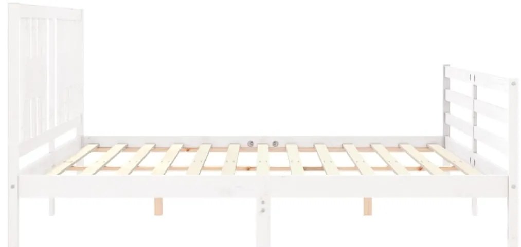 Estrutura de cama com cabeceira 200x200cm madeira maciça branco