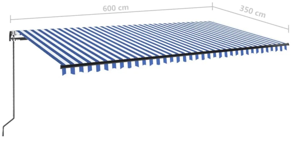 Toldo retrátil automático 600x350 cm azul e branco