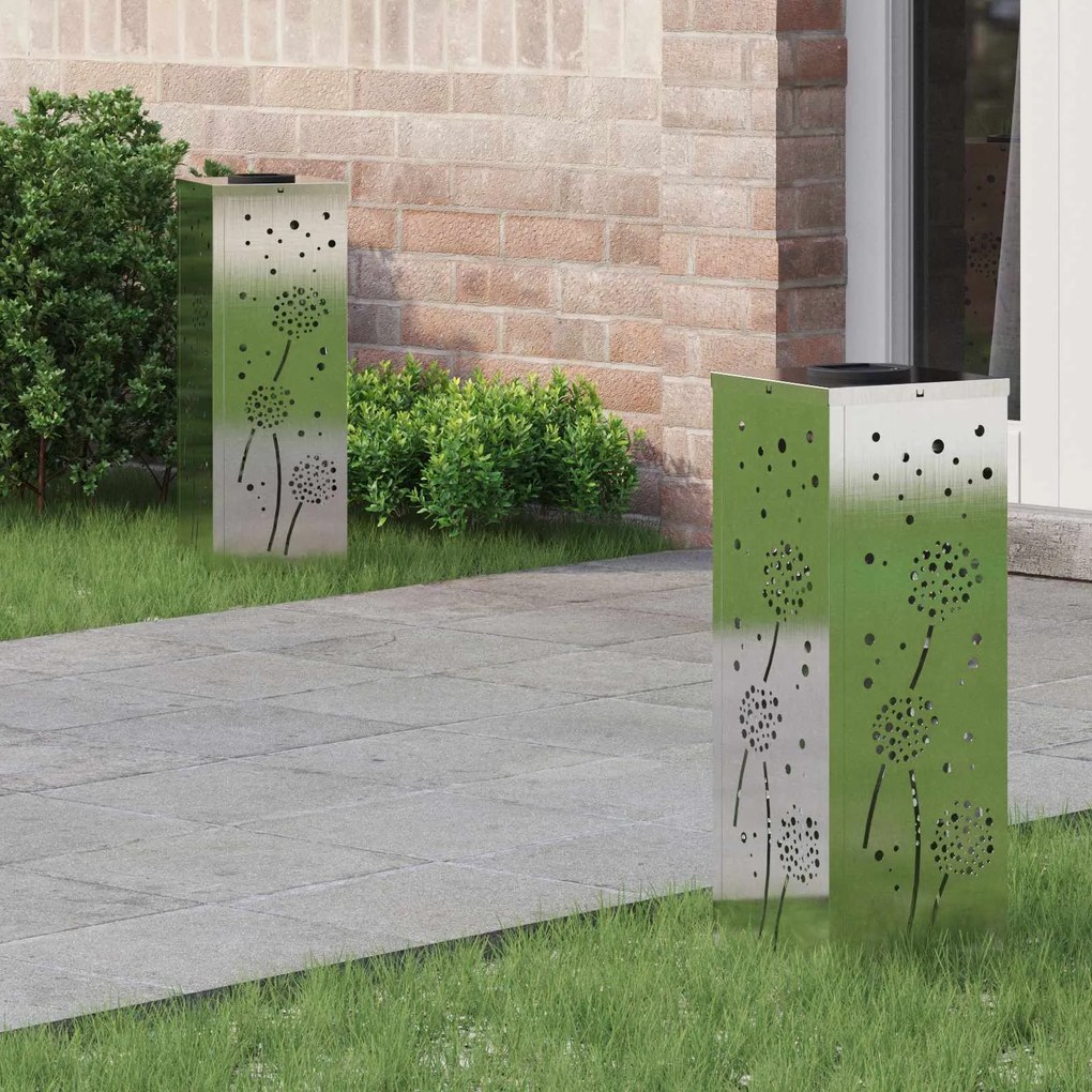 vidaXL Luz Solar LED de Caminho 2 pcs Prateado Aço inoxidável