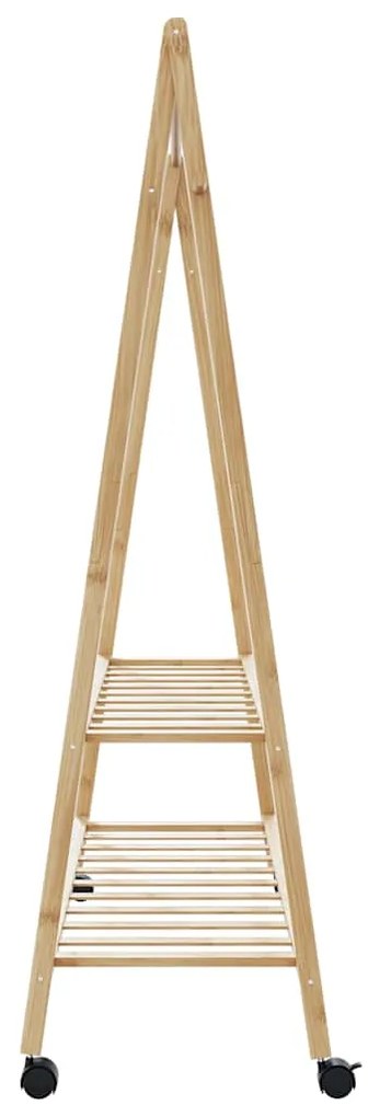 Cabide com prateleiras e rodas 132x45,5x155,5 cm bambu