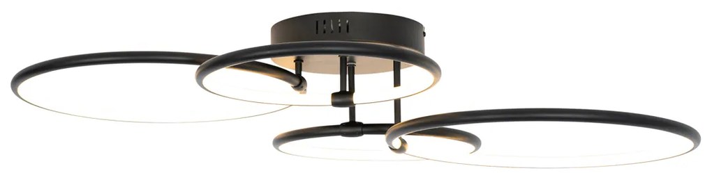 Candeeiro de teto preto com LED 3 níveis de intensidade 4 luzes - Joaniqa Moderno