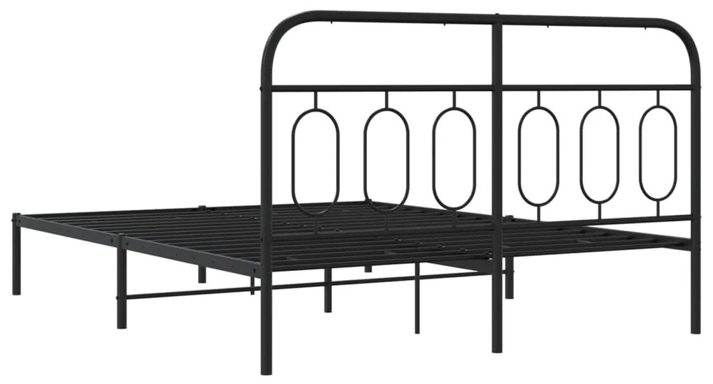 Estrutura de cama em metal com cabeceira 150x200 cm preto