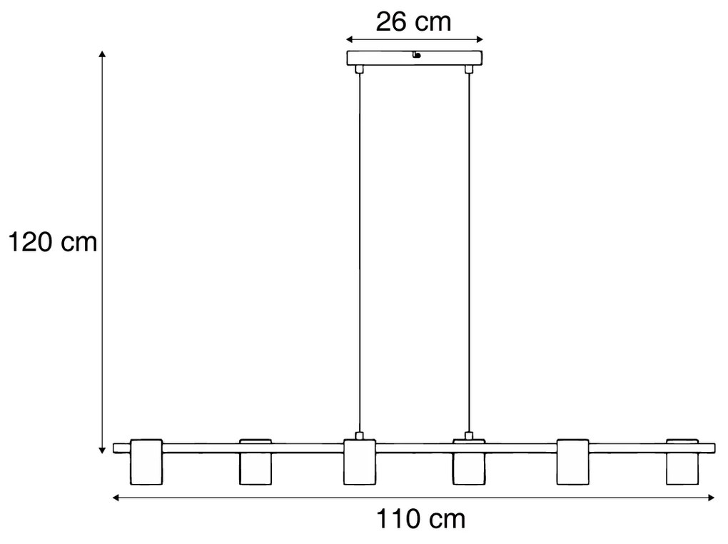 Candeeiro suspenso moderno preto com 6 luzes - Jeana Straight Moderno