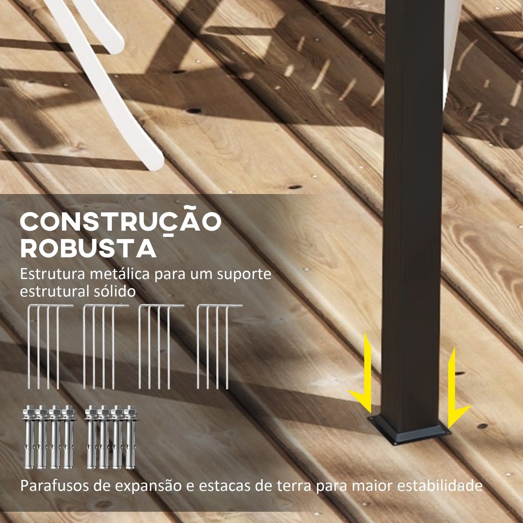 Outsunny Pérgola de Jardim 3x3 m Pérgola para Exterior com Teto e Pare