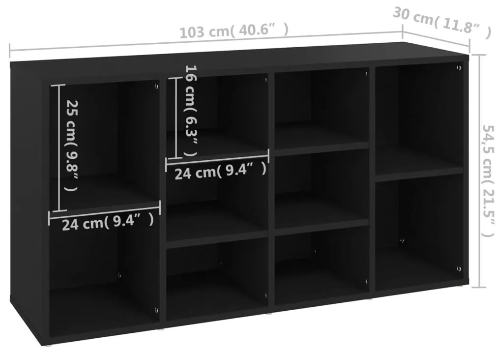 Sapateira 103x30x54,5 cm contraplacado preto