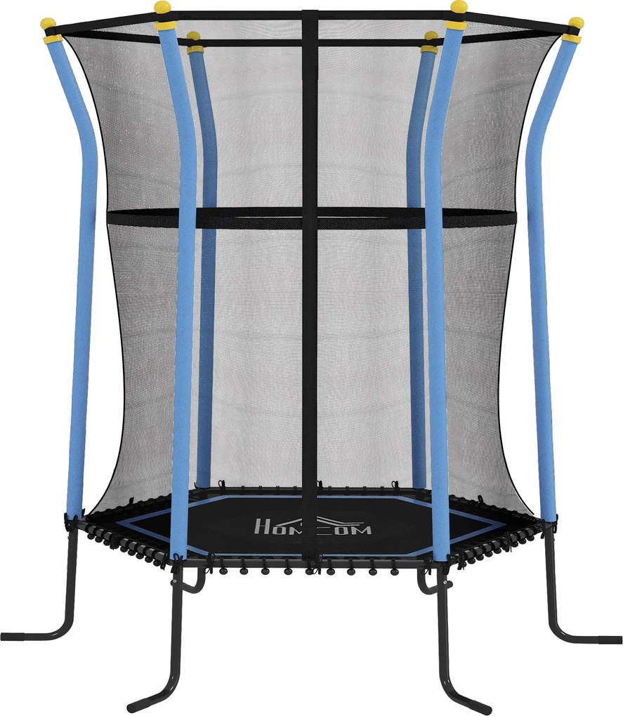 HOMCOM Trampolim para Crianças Cama Elástica Infantil com Rede de Segurança para Interiores e Exteriores Carga 50 kg Ø163,5x190 cm Azul | Aosom Portugal