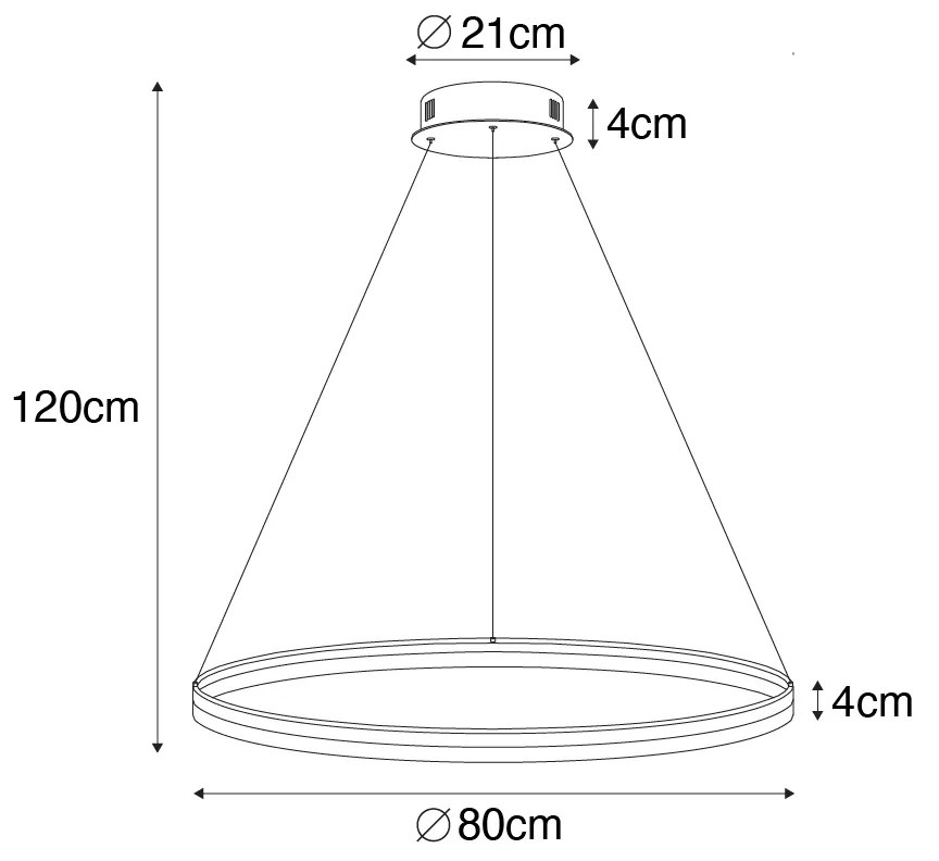 Candeeiro de suspensão em bronze escuro 80 cm com LED regulável em 3 níveis - Anello Moderno