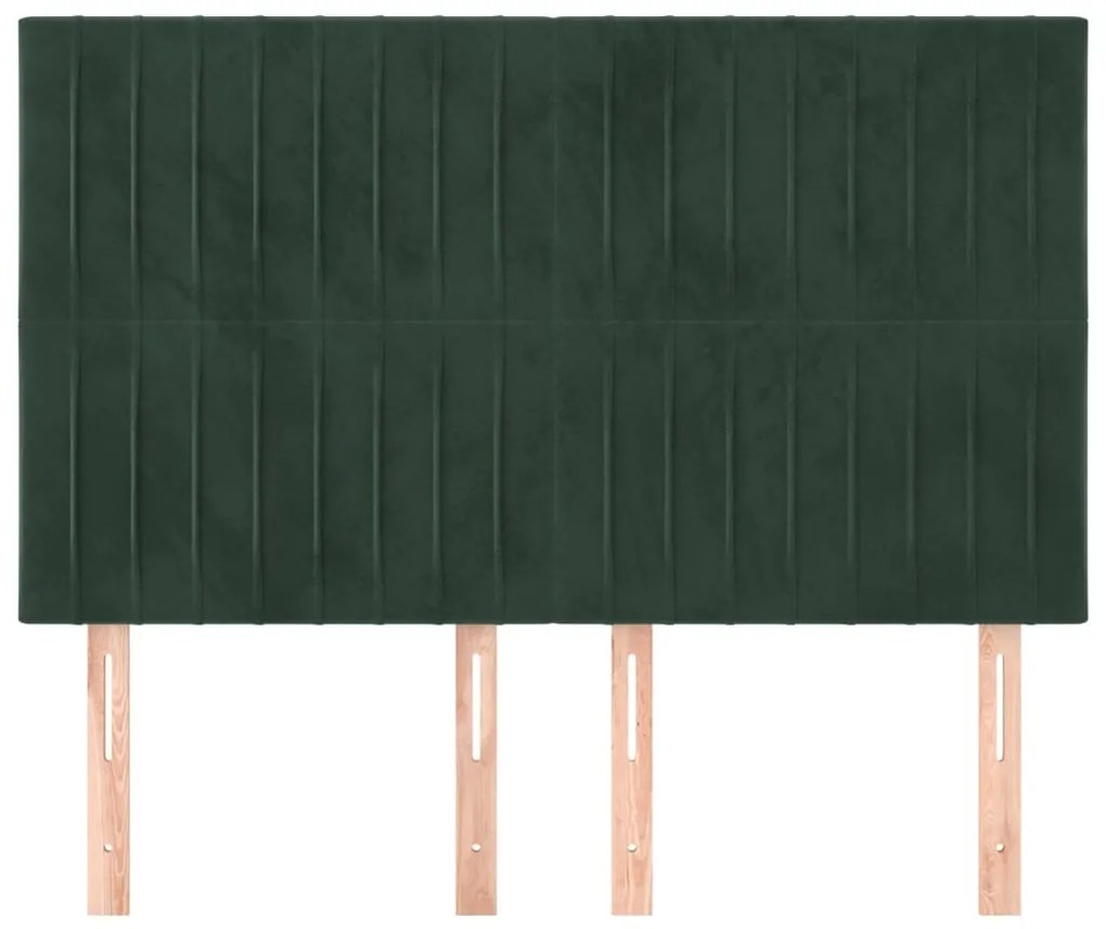Cabeceira de cama 4 pcs veludo 72x5x78/88 cm verde-escuro