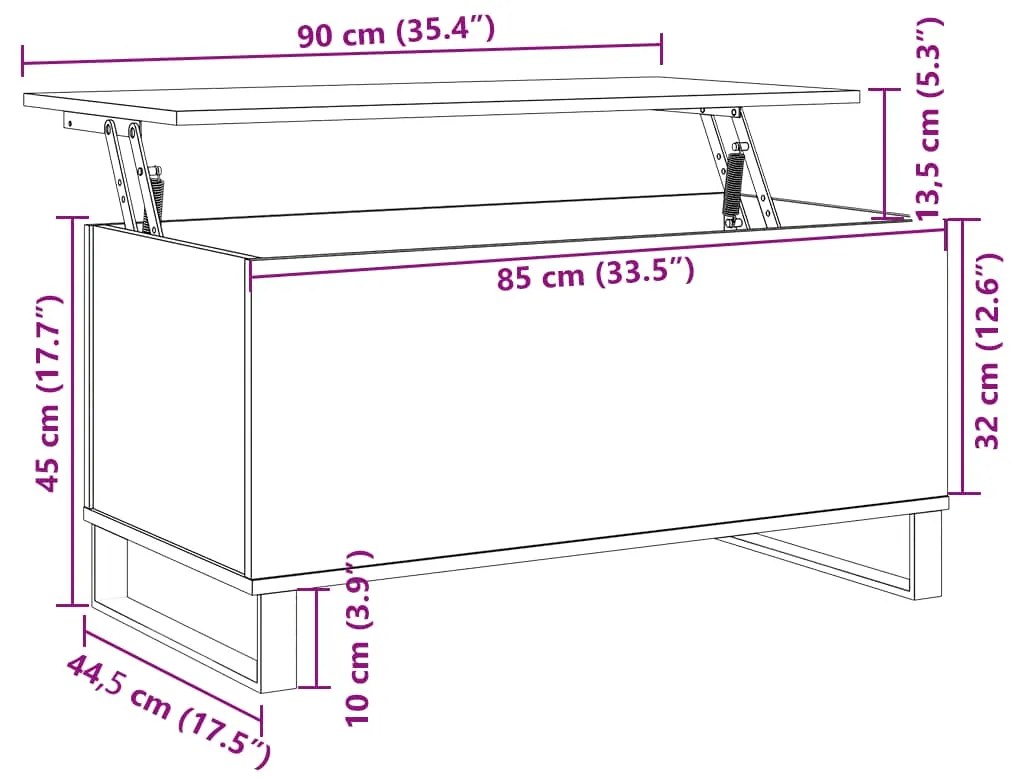 Mesa de centro 90x44,5x45 cm derivados madeira carvalho fumado