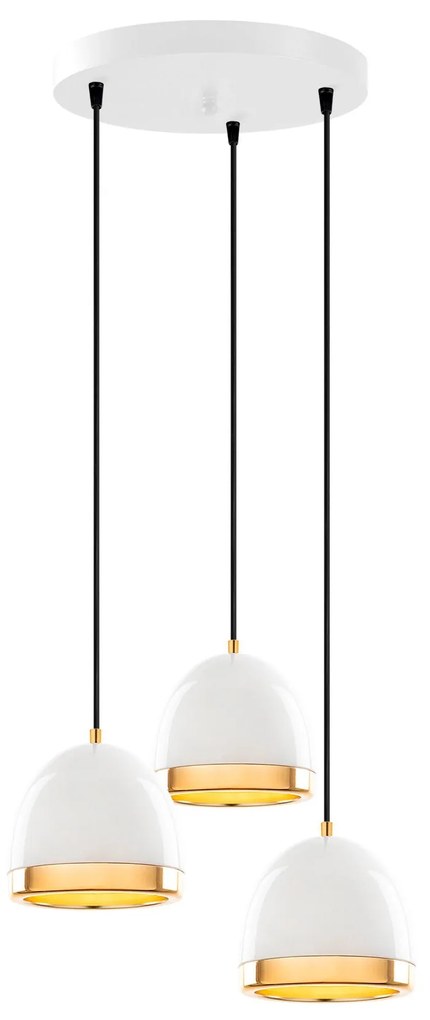 Candeeiro de Teto Mugo – Branco/Dourado – 35 x 35 x 110 cm