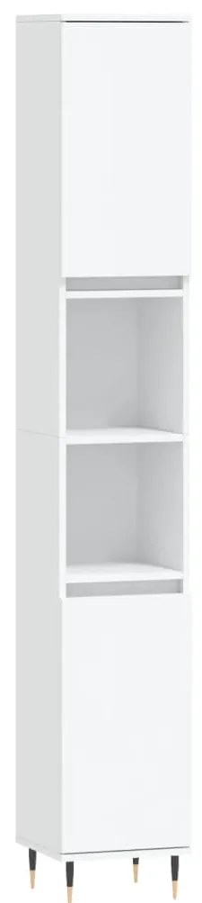 3 pcs conjunto móveis casa de banho madeira processada branco