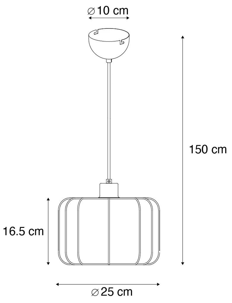 Candeeiro suspenso Japandi preto com branco 25cm - Madleine Japandi