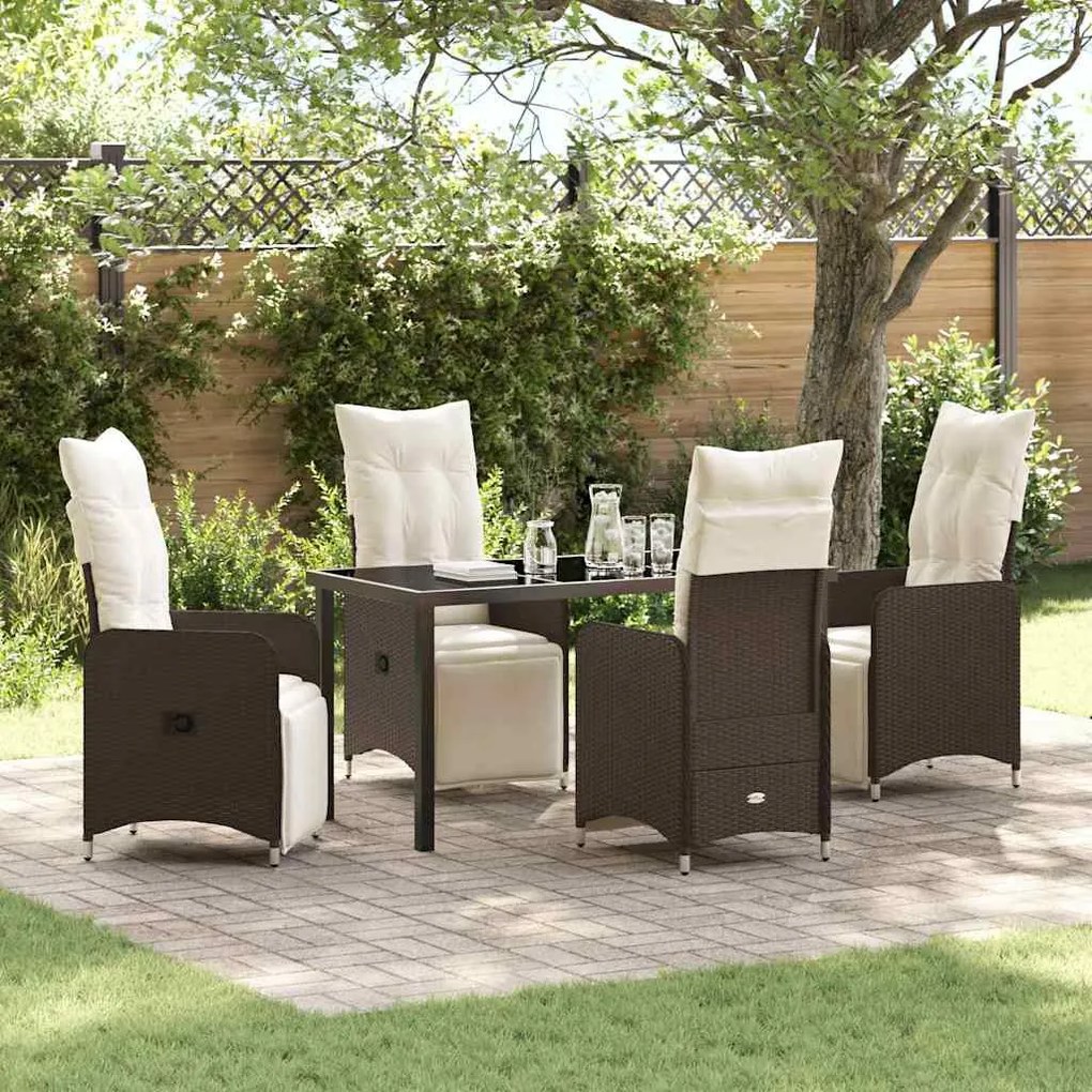 vidaXL Conjunto de Jantar para Jardim 5 pcs Castanho Rattan Sintético