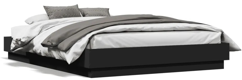vidaXL Estrutura de cama 135x190 cm derivados de madeira preto