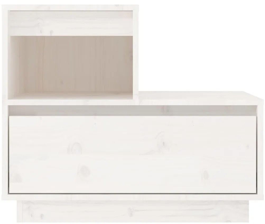 Mesa de cabeceira 60x34x51 cm madeira de pinho maciça branco