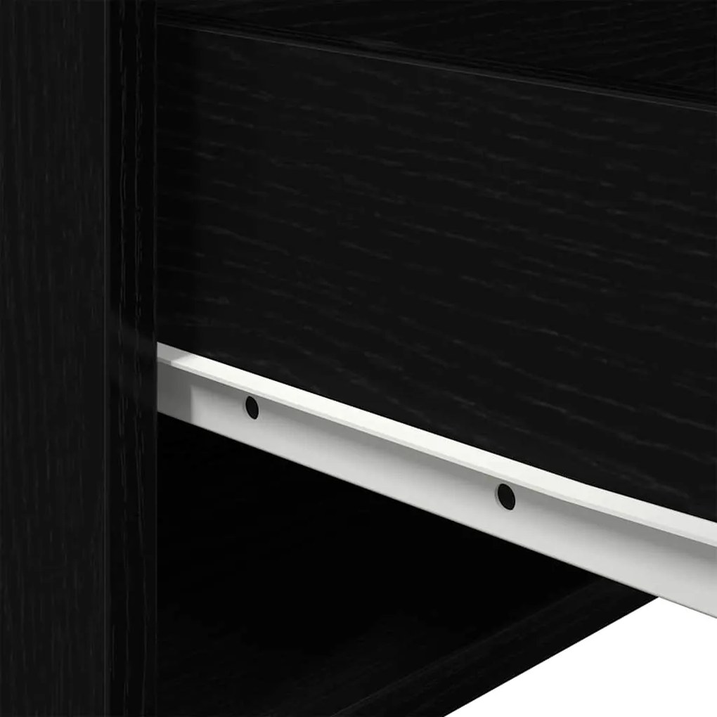 Criado-mudo vidaXL com LED montado na parede Carvalho Preto 50x36x30 c