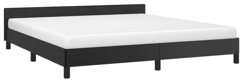 Estrutura de Cama Salu com Cabeceira em Couro Artificial Preto - 160x2