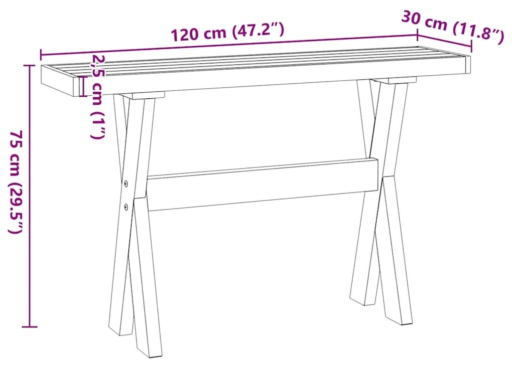 Mesa consola NOAIN pernas em forma de X 120x30x75 cm