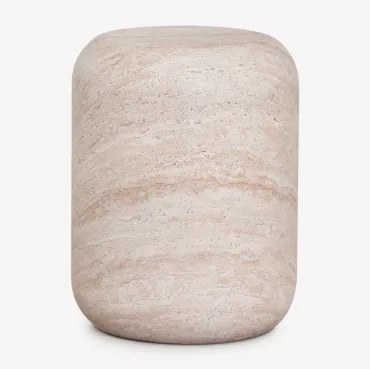 Mesa Auxiliar Redonda Ø35 Cm Em Cimento Fonelas Look Travertino - Sklum