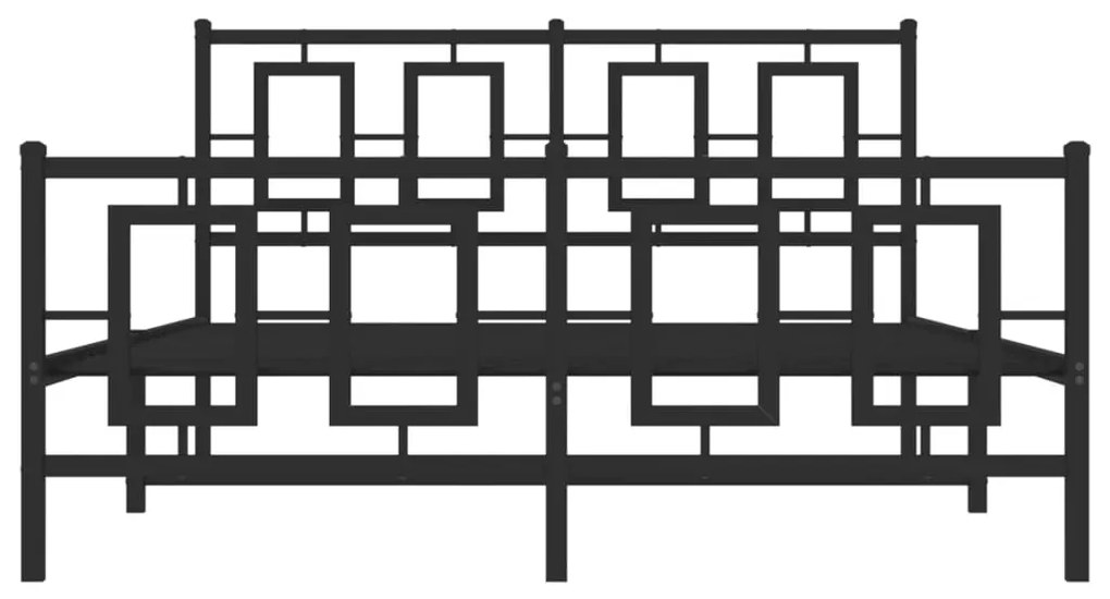 Estrutura de cama com cabeceira e pés 140x190 cm metal preto
