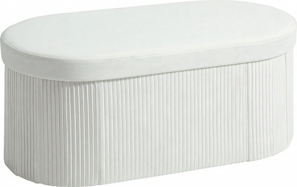 HOMCOM Puff de Arrumação 72 L 76x38x35 cm Estofado em Veludo Baú de Arrumação Suporta 120 kg Creme | Aosom Portugal