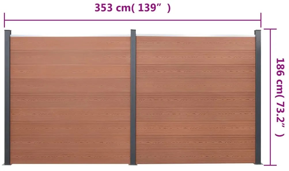 Conjunto de painéis de vedação 353x186 cm WPC castanho