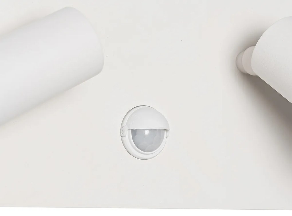 Candeeiro de parede exterior branco com LED sensor de movimento 2 luzes - Simon Moderno