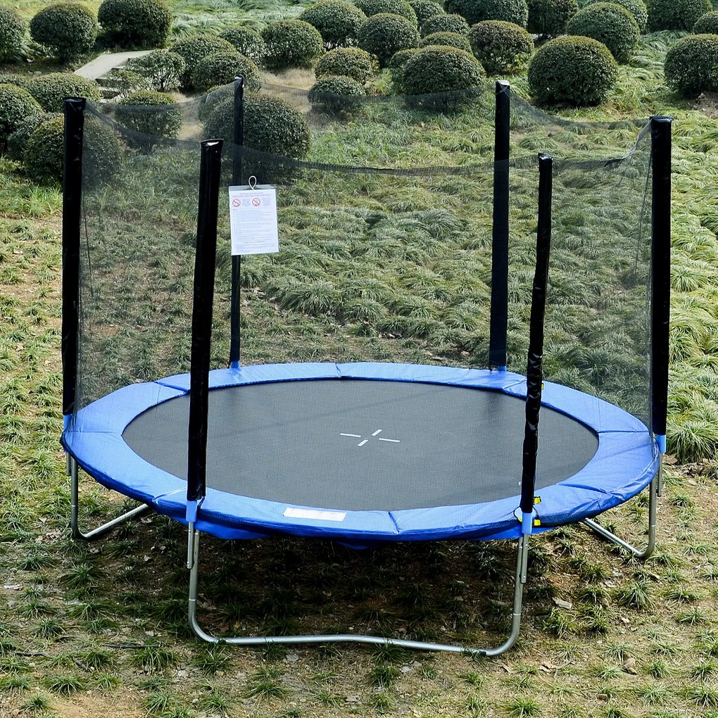 HOMCOM Cama Elástica Ø244cm com Rede de Segurança Conjunto para Jardim Carga máx. 100kg Azul e Preto