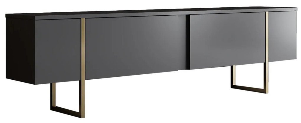Móvel TV Luxe – Antracite e Dourado – 180x30x50 cm